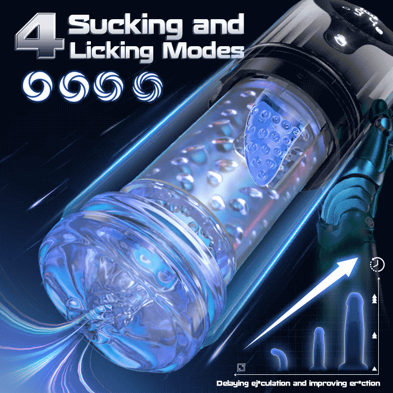 9 Rotating & 4 Suction & Licking Pocket Pussy One-Touch Boost Automatic Male Masturbator