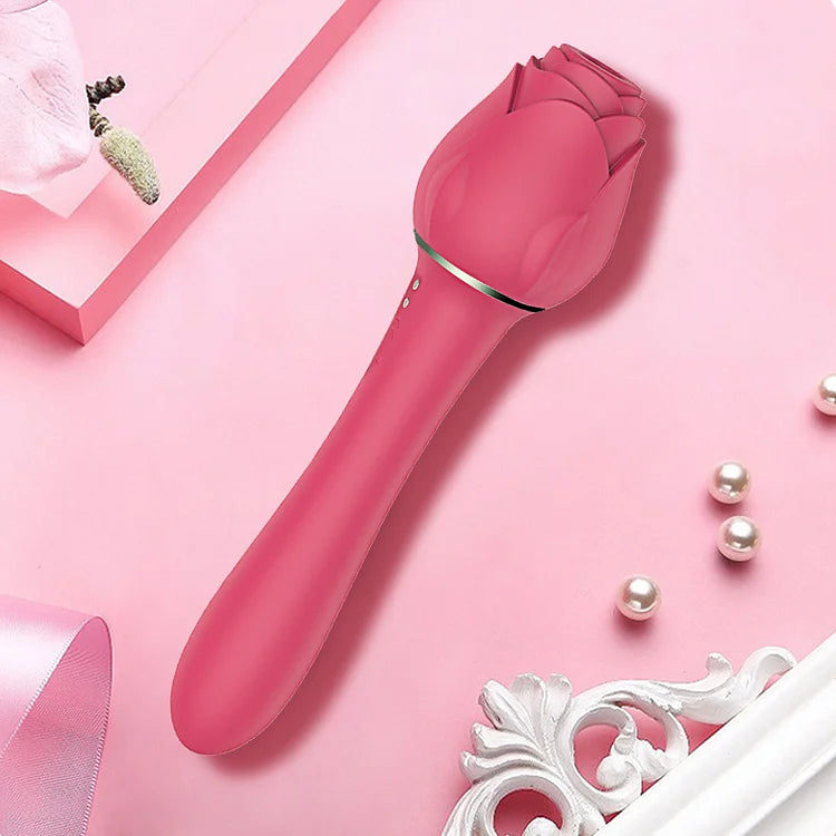 Rose Vacuum Sucking Dildo Vibrator Nipples Oral Clit Sucker