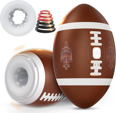 Men's football-shaped masturbator, 12 vibration modes, 3D TPE realistic inner sleeve.