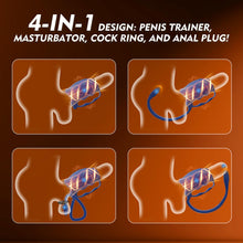 Load image into Gallery viewer, A 2-in-1 male penis vibrator with a detachable anal plug and penis ring, hands-free design, for penis training