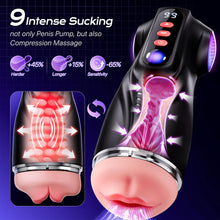 Load image into Gallery viewer, Men's masturbator sex toy with 9 suction modes and 9 vibration modes, pocket-sized vagina, and colorful light stimulating massager set